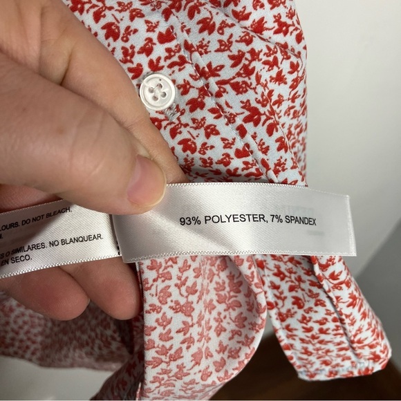 Denim & flower Ricky Singh tech comfort button down shirt red leaf print size M - Picture 6 of 7